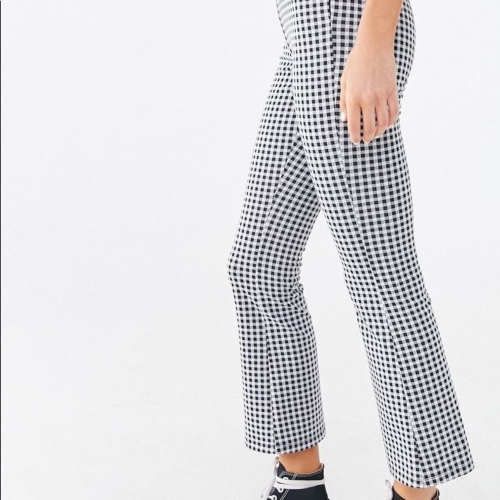High waisted flared gingham pants